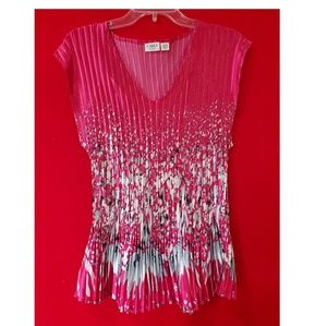 Cato Woman Pink/Silver Crinkle Blouse